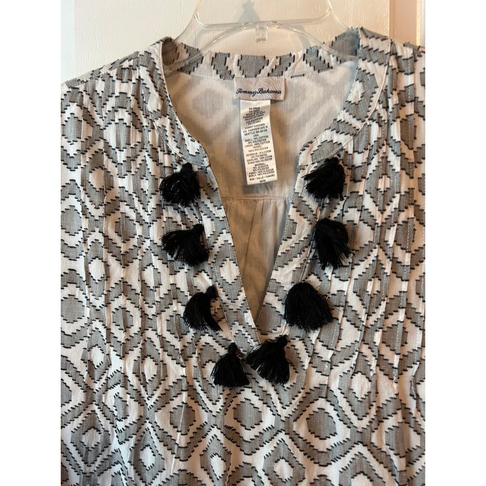 Tommy Bahama Black and White Tassel Shift Dress - Picture 2 of 6